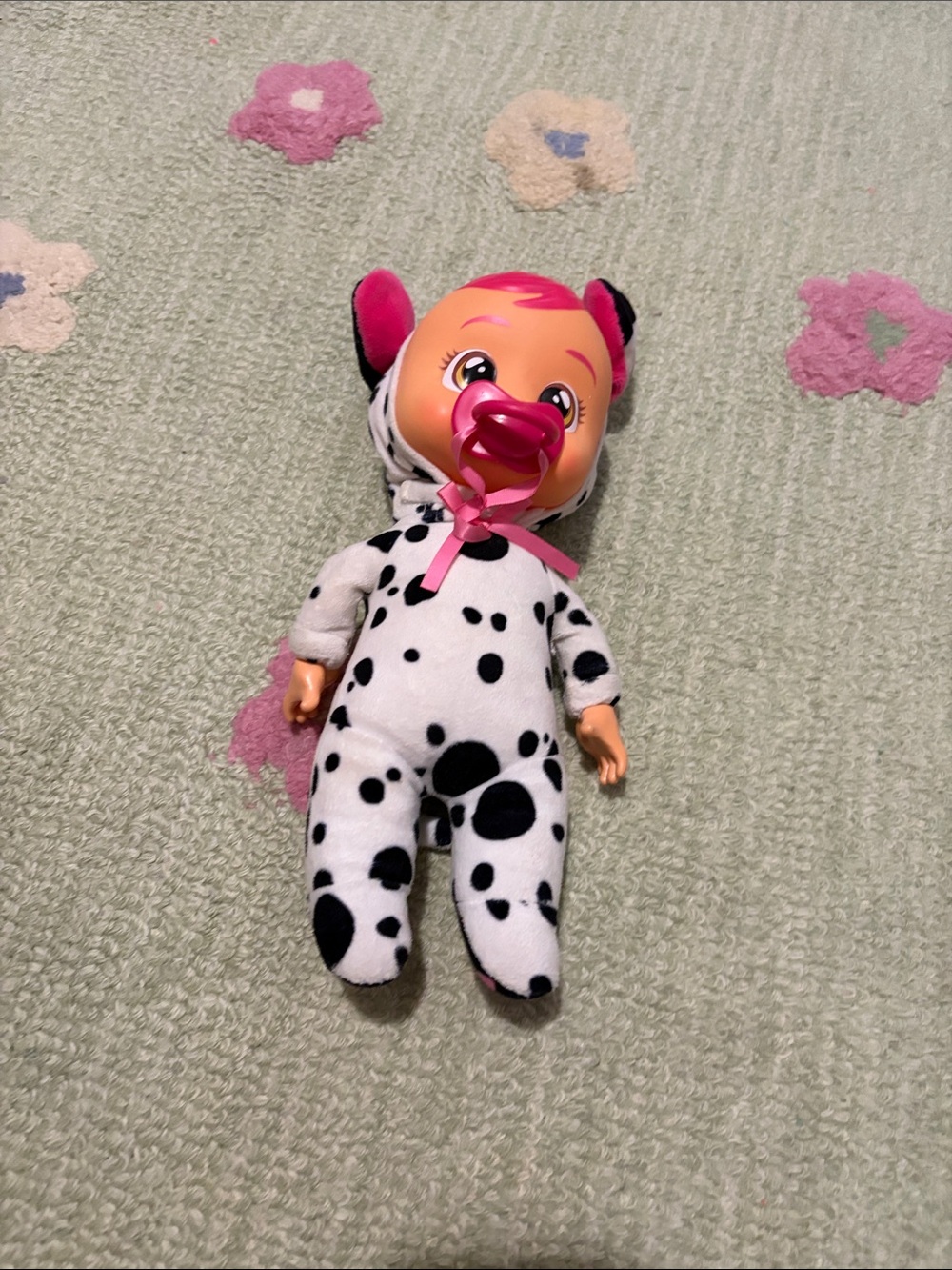 Crying Baby Doll in Dalmatian Outfit with real tears